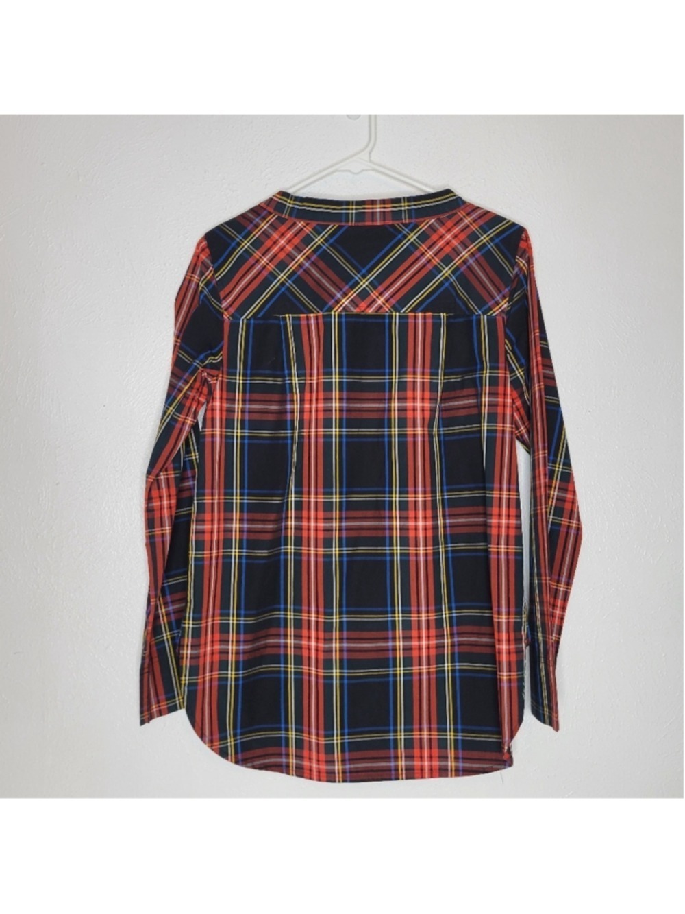 J. Crew Funnelneck Shirt in Stewart Tartan with Jeweled Buttons Women's Size 00 - Picture 10 of 12